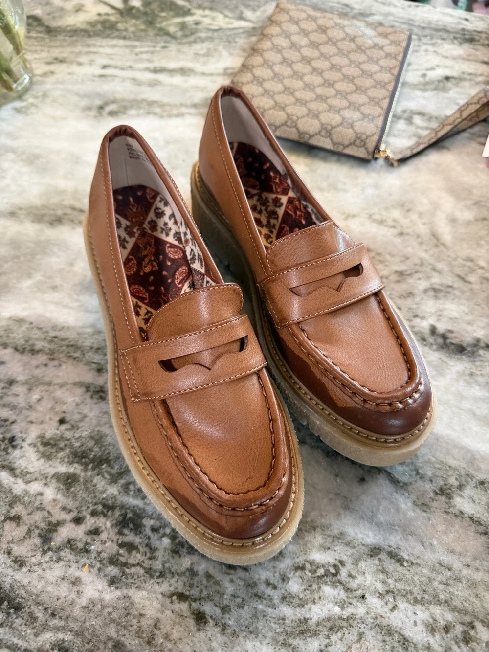Korks Women’s Size 6 Brown Penny Loafers Chunky Platform Lug Sole